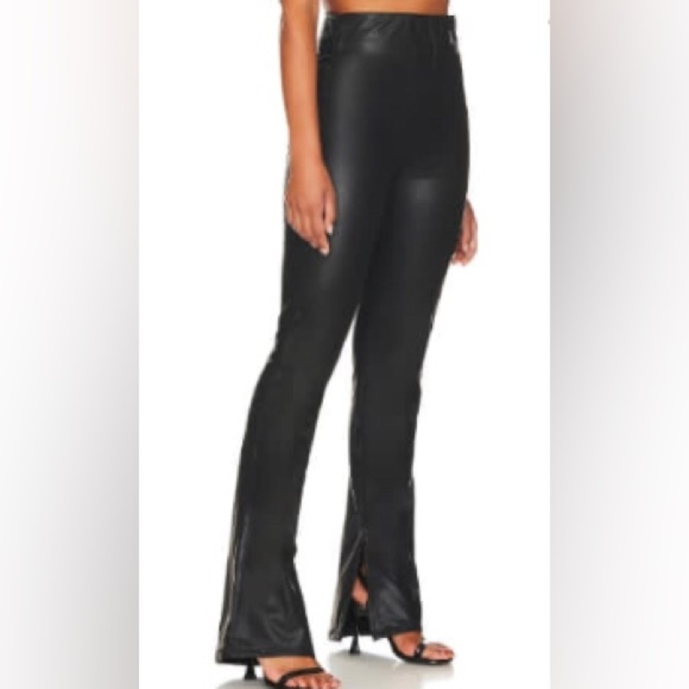 NWT SHOW ME YOUR MUMU Nashville Flare Vegan Leather Pants Black XS & L - Picture 2 of 11